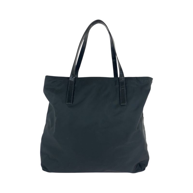 Prada Tessuto Triangle Logo Plate Black Silver Hardware Nylon Tote Bag — view 2