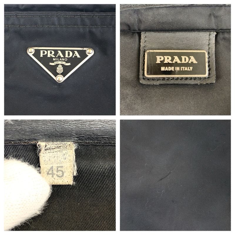 Prada Tessuto Triangle Logo Plate Black Silver Hardware Nylon Shoulder Bag — view 4