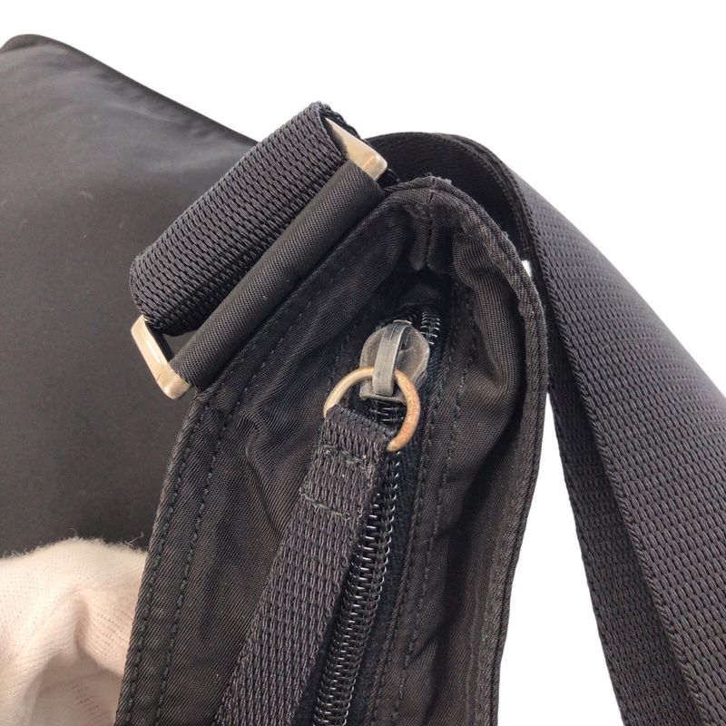 Prada Tessuto Triangle Logo Plate Black Silver Hardware Shoulder Bag Messenger — view 5