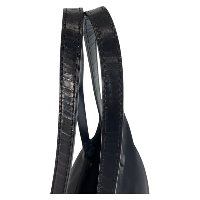 Prada Tessuto Triangle Logo Plate Black Silver Hardware Nylon Leather Tote Bag — view 8