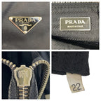 Prada Tessuto Triangle Logo Plate Black Silver Hardware Nylon Leather Tote Bag — view 4