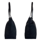 Prada Tessuto Triangle Logo Plate Black Silver Hardware Nylon Leather Tote Bag — view 7