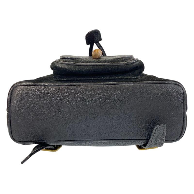 Gucci Bamboo Black Gold Hardware Suede 003 1705 0030 Backpack — view 9