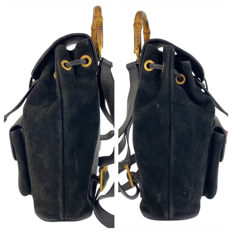 Gucci Bamboo Black Gold Hardware Suede 003 1705 0030 Backpack — view 7