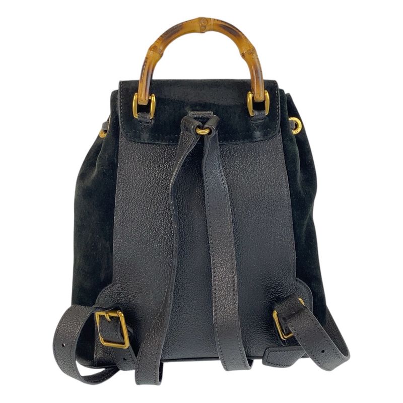 Gucci Bamboo Black Gold Hardware Suede 003 1705 0030 Backpack — view 2