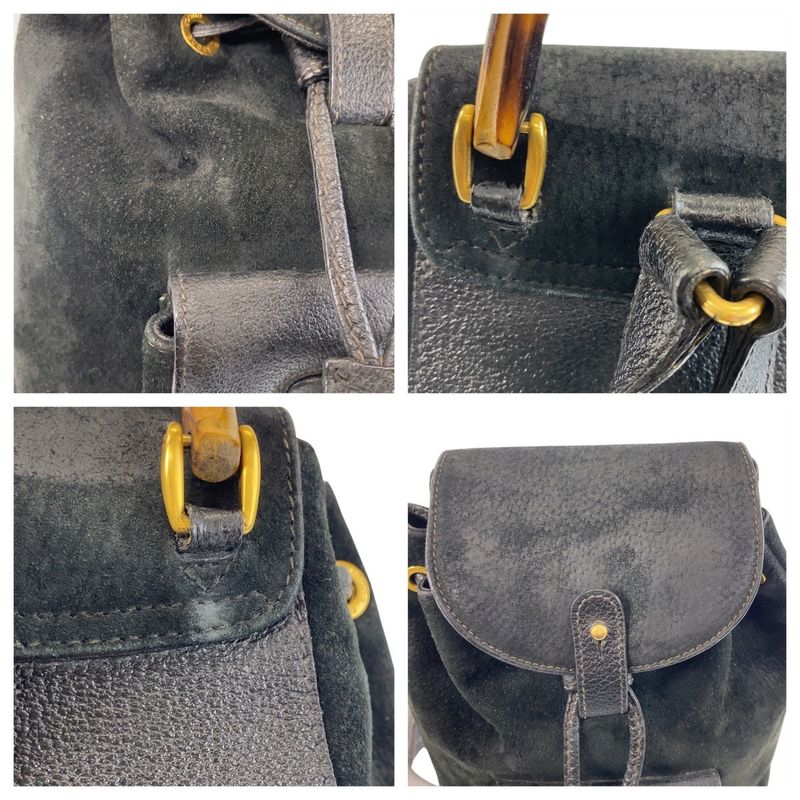 Gucci Bamboo Black Gold Hardware Suede 003 1705 0030 Backpack — view 5