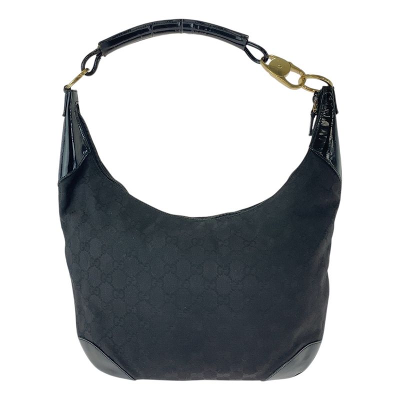 Gucci Black Gold Hardware GG Canvas Leather 001 4157 Shoulder Bag — view 2