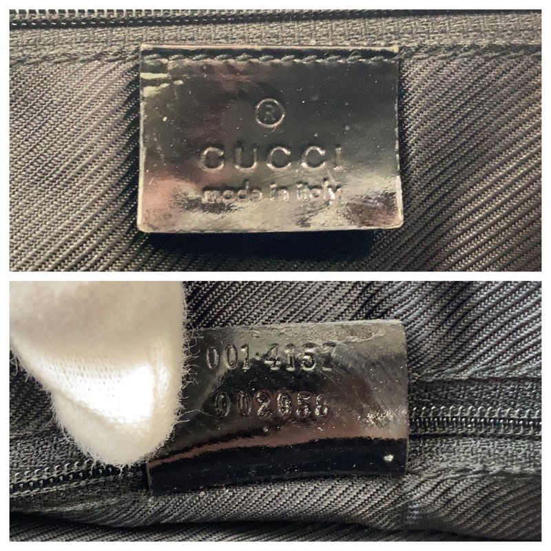 Gucci Black Gold Hardware GG Canvas Leather 001 4157 Shoulder Bag — view 4