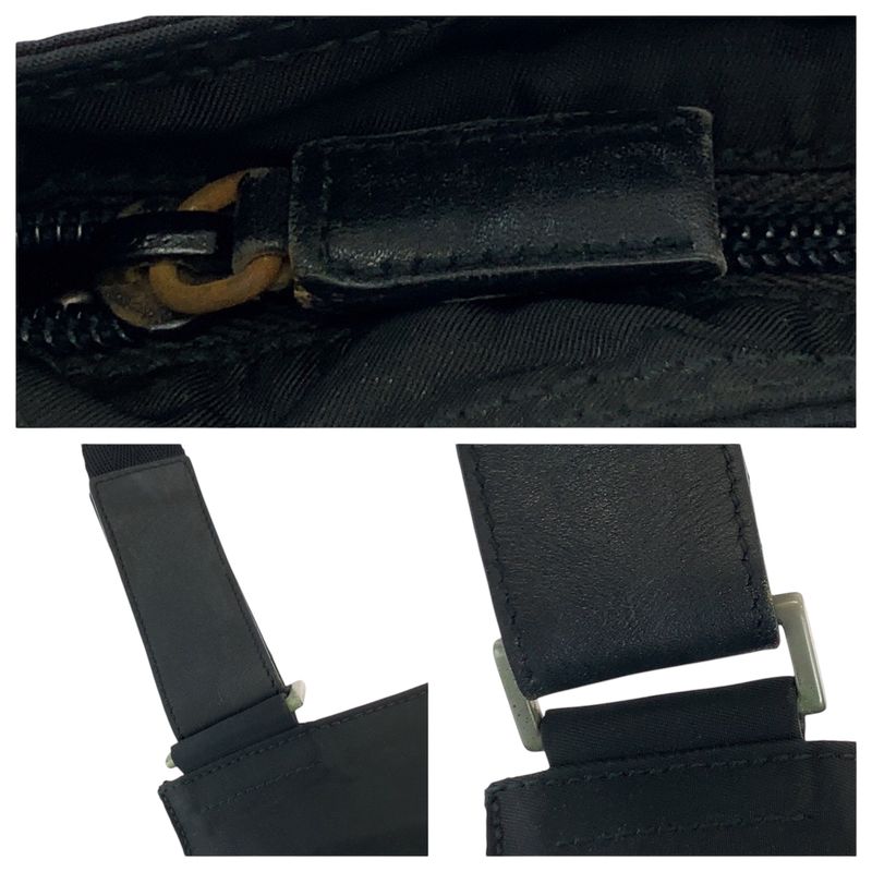 Prada Tessuto Triangle Logo Plate Black Silver Hardware Nylon Shoulder Bag — view 6