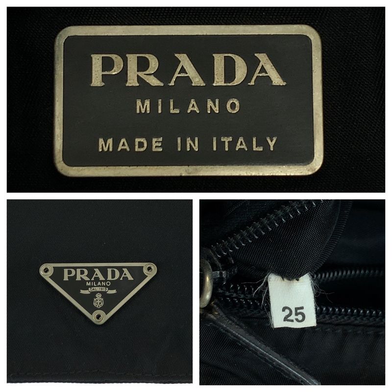 Prada Tessuto Triangle Logo Plate Black Silver Hardware Nylon Shoulder Bag — view 4