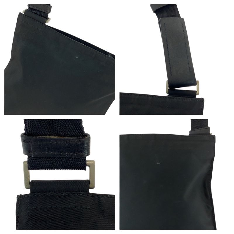 Prada Tessuto Triangle Logo Plate Black Silver Hardware Nylon Shoulder Bag — view 5