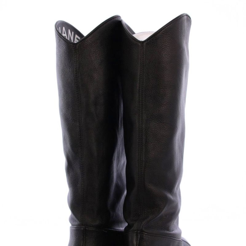 Chanel Jockey Boots Middle Length Coco Mark Leather 38 C Black KH — view 4