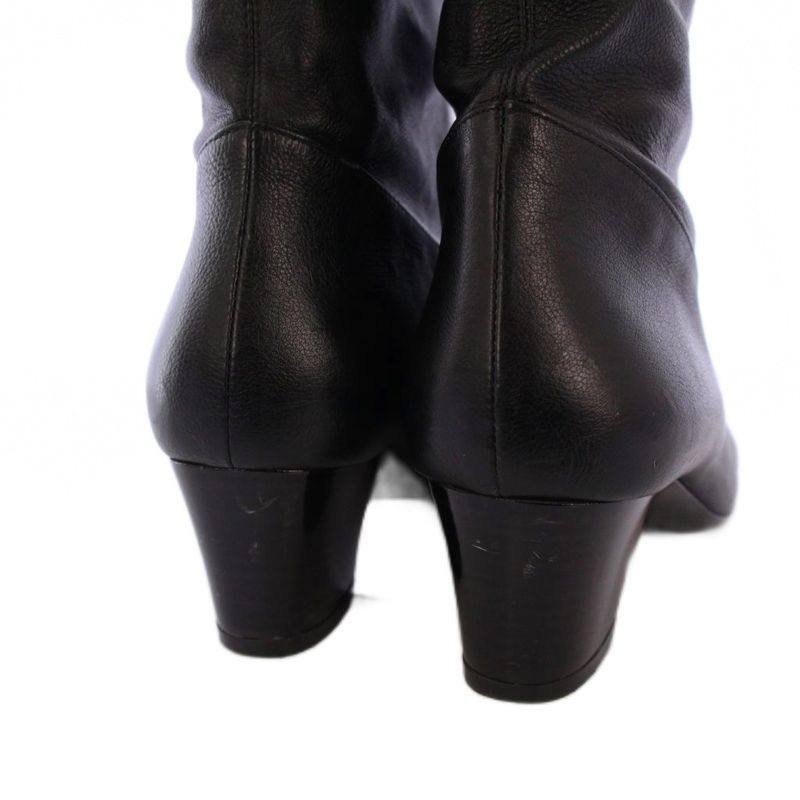 Chanel Jockey Boots Middle Length Coco Mark Leather 38 C Black KH — view 3