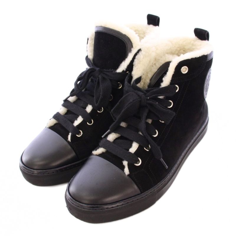Hermes Jimmy High Cut Sneakers Shoes Thick Sole Suede Switching Logo One Color — view 2