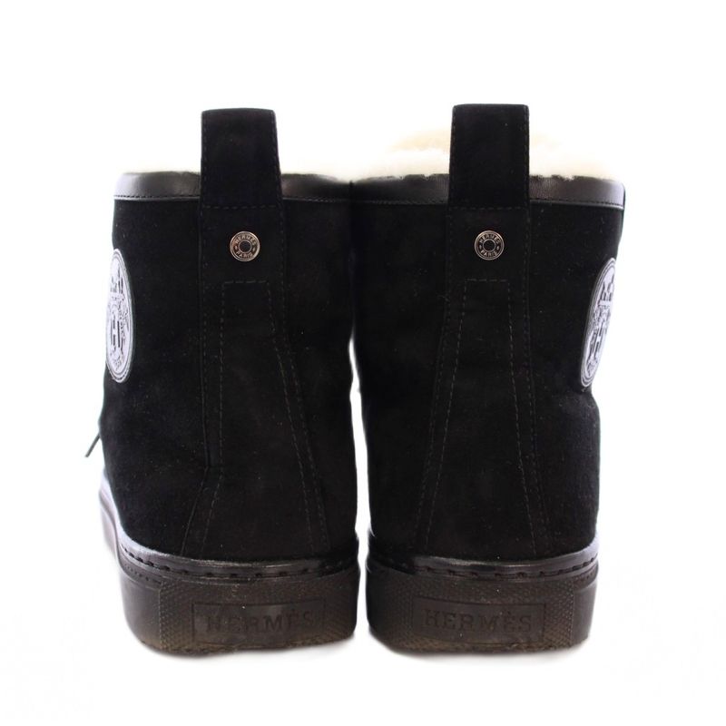 Hermes Jimmy High Cut Sneakers Shoes Thick Sole Suede Switching Logo One Color — view 3