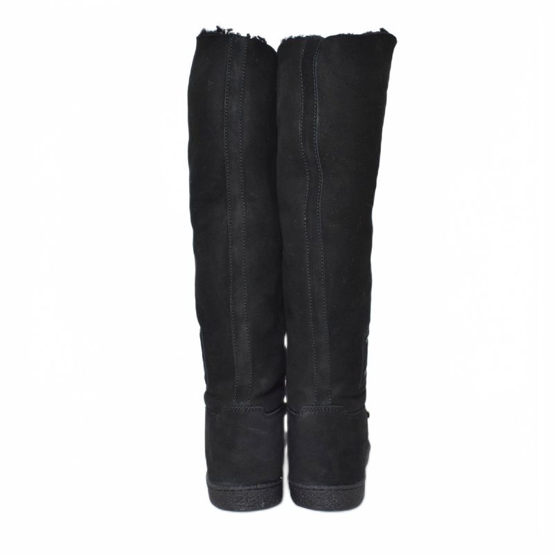 Chanel Long Boots Mouton Inner Shearling Coco Mark 36.5 Black Aa — view 3