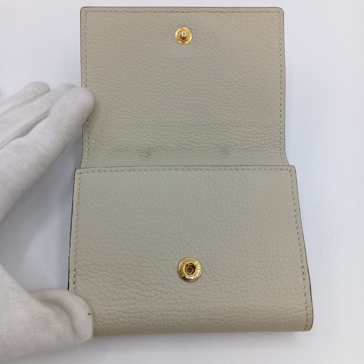 Gucci Embossed Logo Mini Wallet Trifold Ivory — view 7