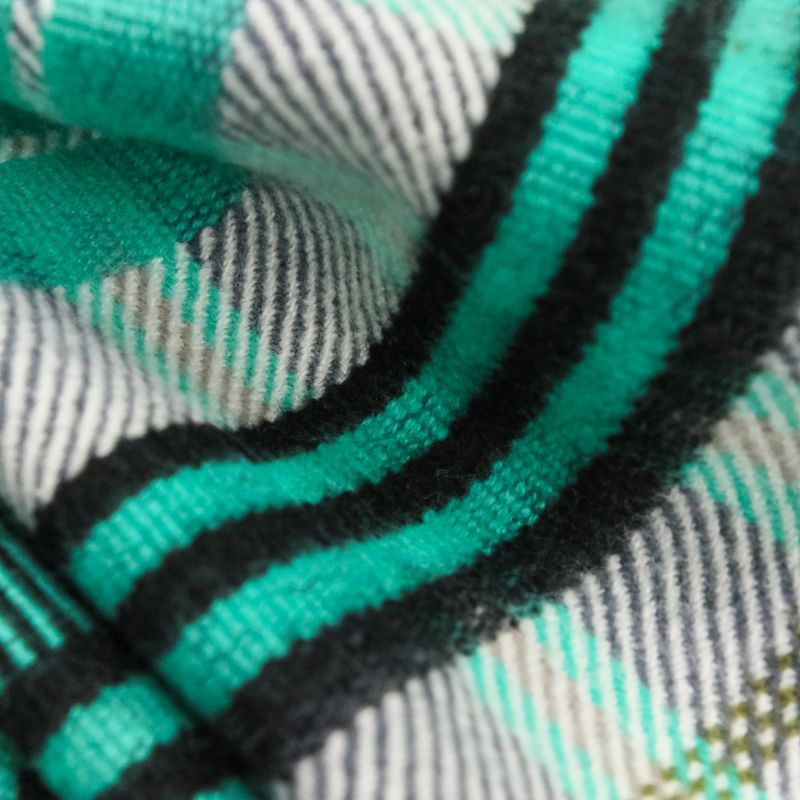 Hermes Cashmere Tartan Check Fringe Blanket Scarf Large Shawl Green — view 9