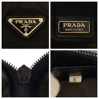Prada Tessuto Saffiano Leather Triangle Logo Plate Black Nylon Clutch Bag — view 4