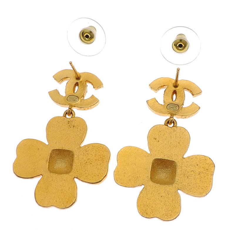 Chanel Flower Pink & Black Earrings — view 5