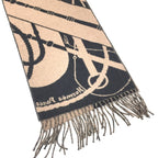 Hermes Scarf 100% Cashmere Zigzag Sungle Brown Black — view 4