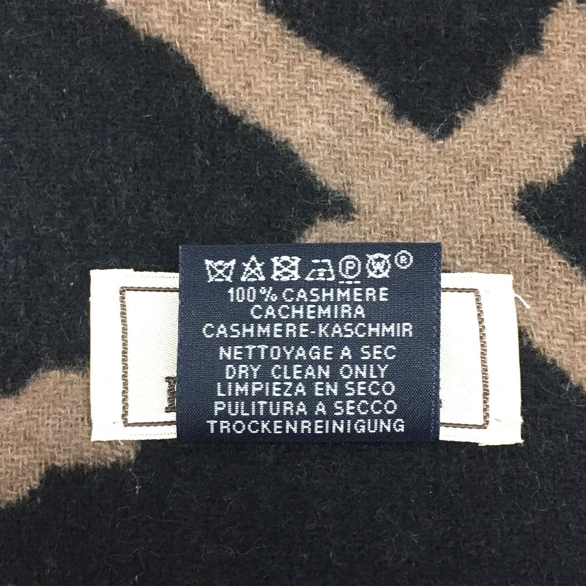 Hermes Scarf 100% Cashmere Zigzag Sungle Brown Black — view 7