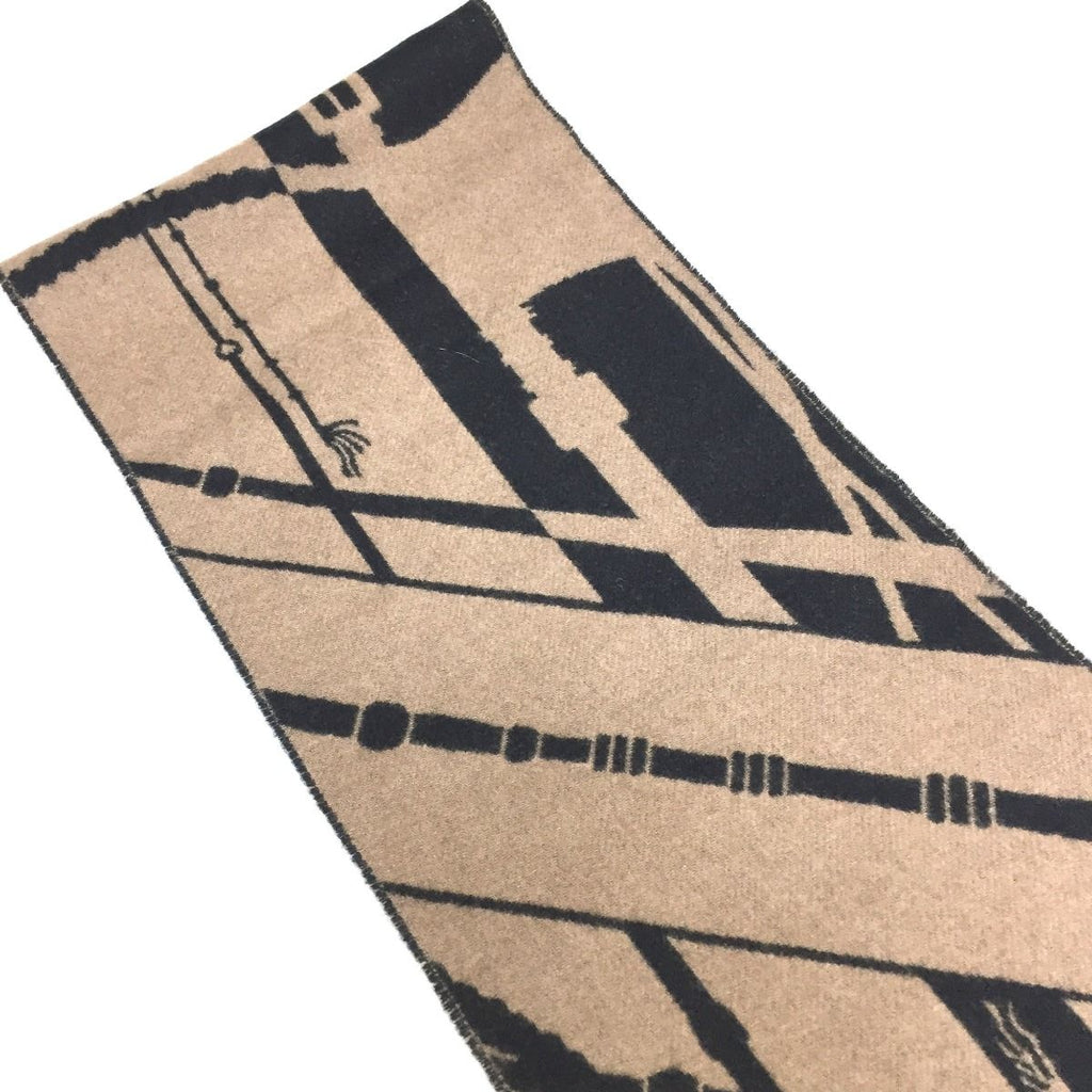 Hermes Scarf 100% Cashmere Zigzag Sungle Brown Black — view 5