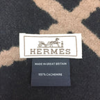 Hermes Scarf 100% Cashmere Zigzag Sungle Brown Black — view 6