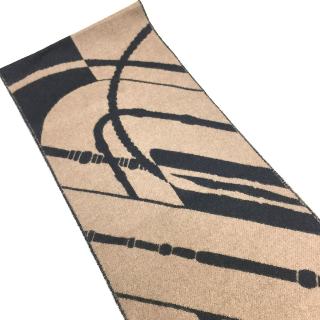 Hermes Scarf 100% Cashmere Zigzag Sungle Brown Black — view 3