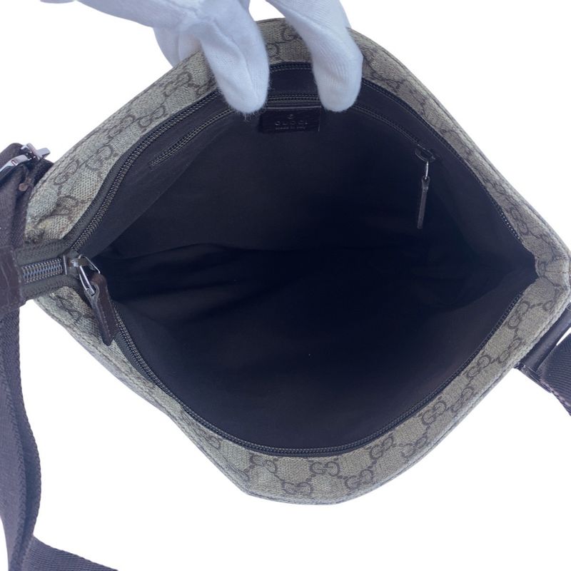 Gucci Gray Brown Silver Hardware GG Supreme Canvas Leather Shoulder Bag — view 8