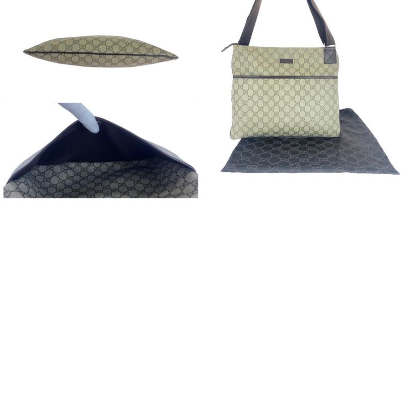 Gucci Gray Brown Silver Hardware GG Supreme Canvas Leather Shoulder Bag — view 9