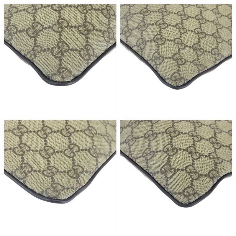 Gucci Gray Brown Silver Hardware GG Supreme Canvas Leather Shoulder Bag — view 3