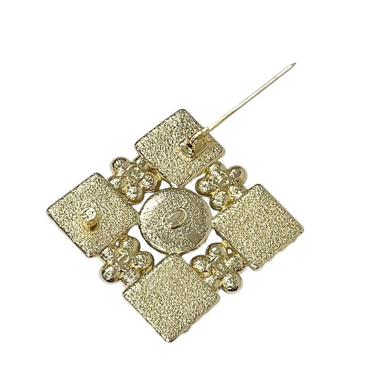 Chanel Brooch Corsage Gold Black Coco Mark Rhinestone — view 5