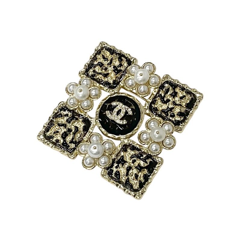 Chanel Brooch Corsage Gold Black Coco Mark Rhinestone — view 3