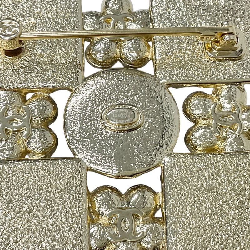 Chanel Brooch Corsage Gold Black Coco Mark Rhinestone — view 6