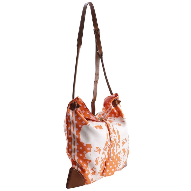 Hermes Silky City PM Brides de Gala Polka Dot Silk Orange — view 3