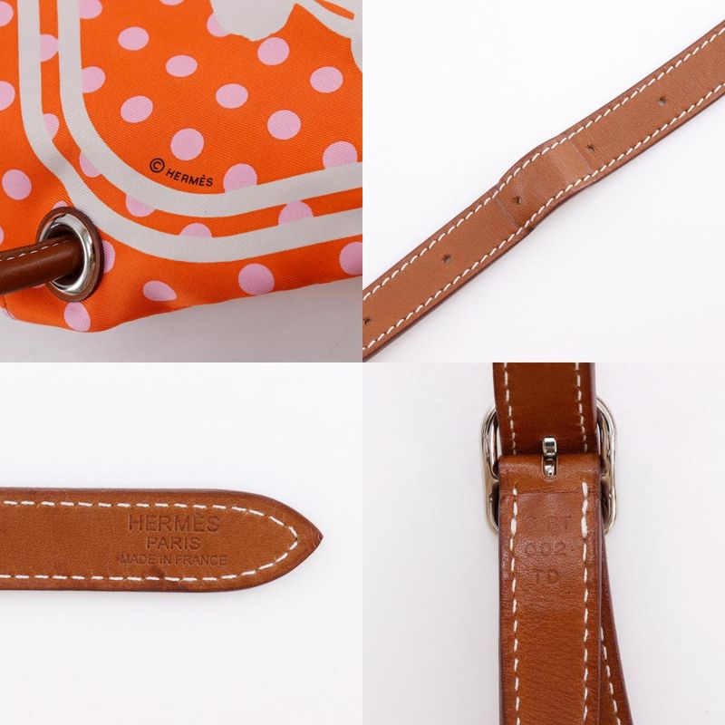 Hermes Silky City PM Brides de Gala Polka Dot Silk Orange — view 9