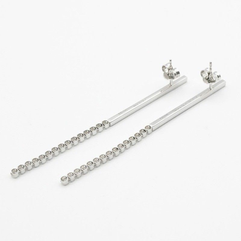 Celine Earrings Earring Silver Bijou Bar Rhinestone — view 4