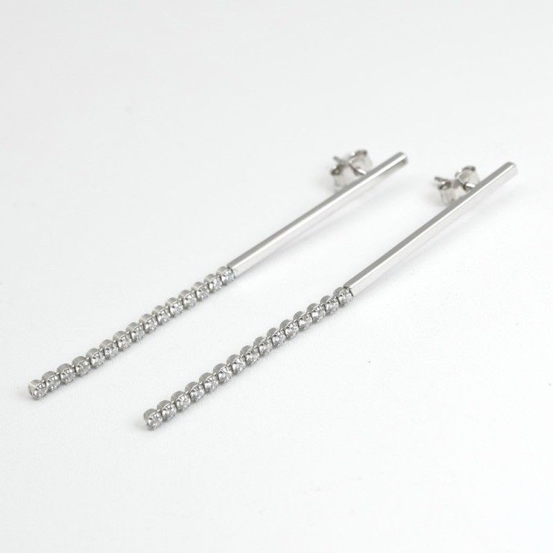 Celine Earrings Earring Silver Bijou Bar Rhinestone — view 3