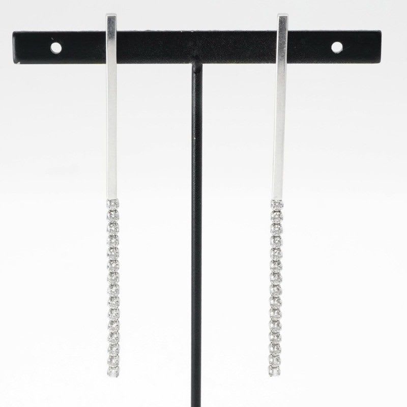 Celine Earrings Earring Silver Bijou Bar Rhinestone — view 7