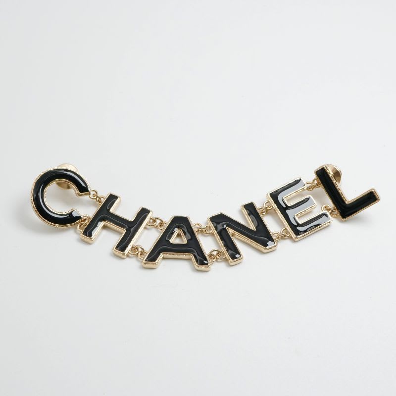 Chanel Brooch Corsage Gold Black Pin Logo — view 3