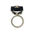 Chanel Ring Gold Black Quilted Bag Charm — view 3