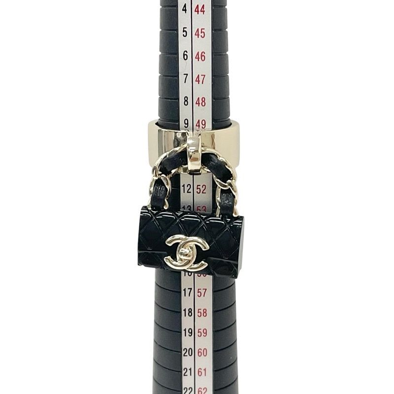 Chanel Ring Gold Black Quilted Bag Charm — view 6