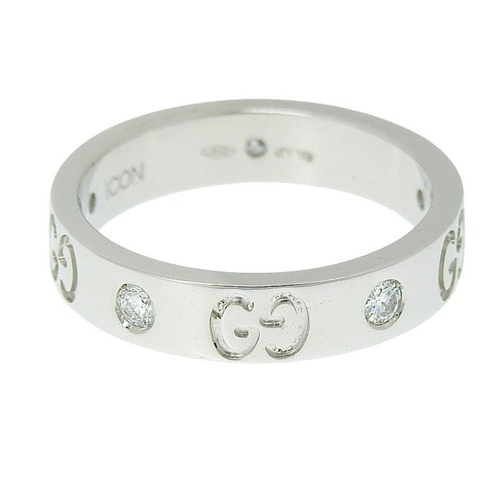 Gucci GG Icon Slim 5 P Diamond Ring 18K White Gold 750 9 — view 4