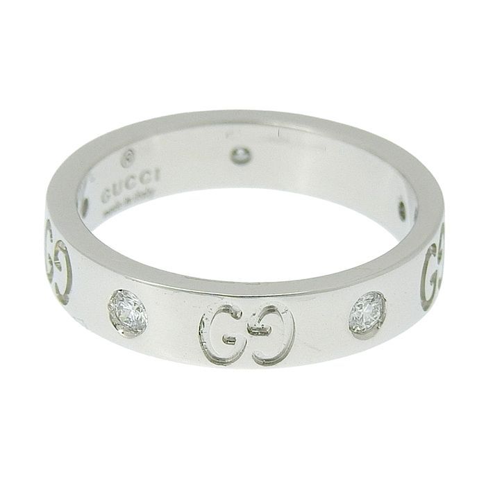 Gucci GG Icon Slim 5 P Diamond Ring 18K White Gold 750 9 — view 5