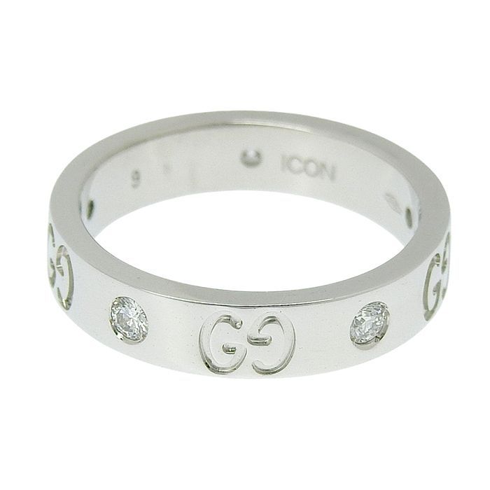 Gucci GG Icon Slim 5 P Diamond Ring 18K White Gold 750 9 — view 6