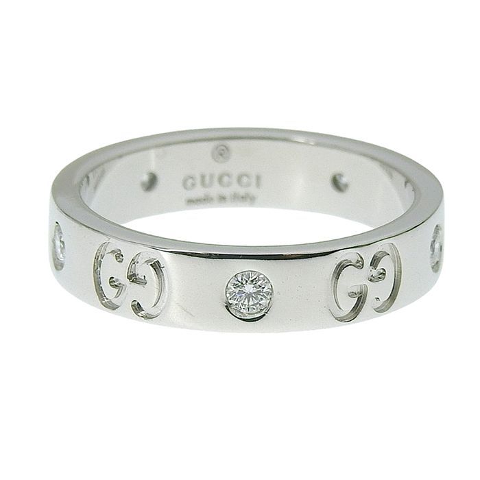 Gucci GG Icon Slim 5 P Diamond Ring 18K White Gold 750 9 — view 3