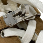 Hermes Day Sneakers Shoes Suede Mouton Brown Silver Kelly Hardware — view 9
