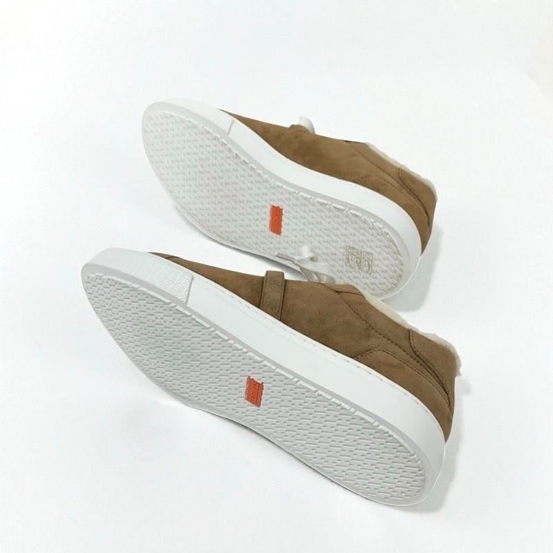Hermes Day Sneakers Shoes Suede Mouton Brown Silver Kelly Hardware — view 6