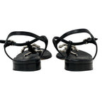Chanel Sandals Shoes Leather Black Silver Coco Mark Star Pearl Strap Thong — view 5